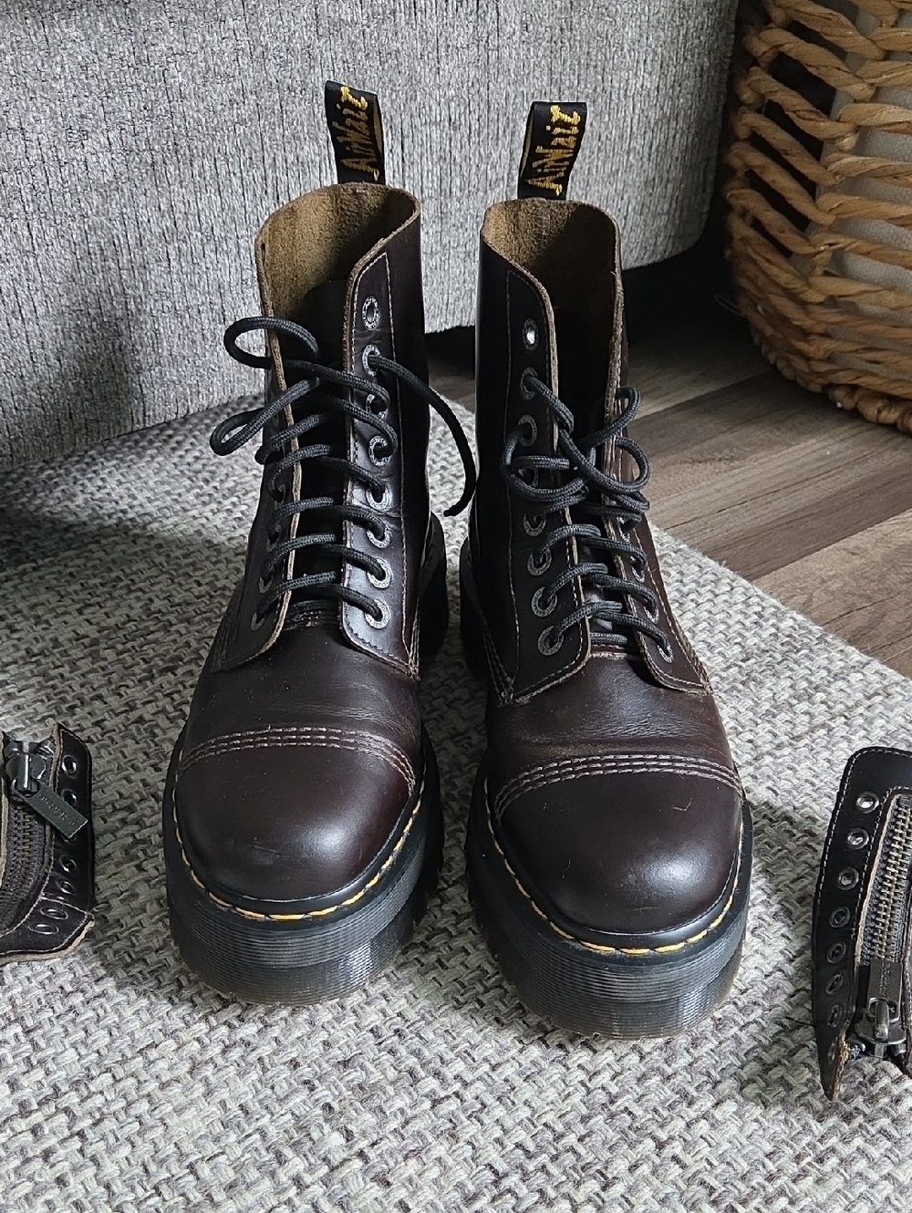 Dr. Martens Sinclair Dark Brown Leather Lace-Up Platform Combat Boots